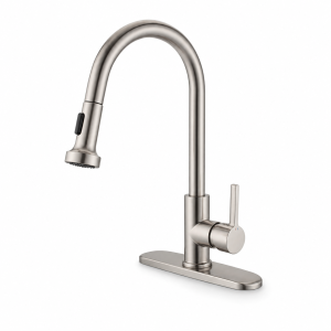 16-Inch Brass Pull-Down Kitchen Faucet with Deck Plate — TWG-KF-052