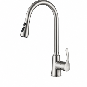 17.8-Inch Brushed Nickel Brass Pull-Down Kitchen Faucet — TWG-KF-053