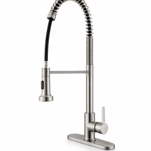 24-Inch Brushed Nickel Spring-Coil Pull-Down Kitchen Faucet — TWG-KF-051