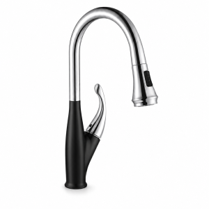 Black & Chrome Pull-Down Kitchen Faucet — TWG-KF-046