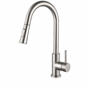 Brushed Nickel Low-Profile Pull-Down Kitchen Faucet — TWG-KF-056