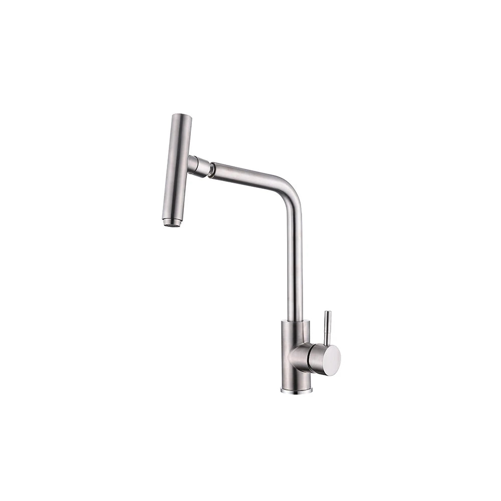 Brushed Nickel Swivel Spout Kitchen Faucet with Articulating High-Arc Spout — TWG-KF-002