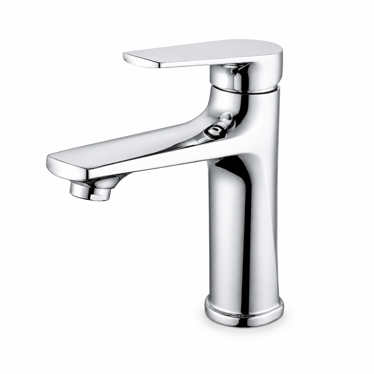 Chrome Curved-Lever Low-Arc Single-Handle Bathroom Faucet — TWG-BF-040