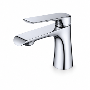Chrome Curved Single-Handle Bathroom Faucet, Polished Brass Basin Tap — TWG-BF-024