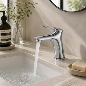 Chrome Gooseneck Single-Handle Bathroom Faucet — TWG-BF-018