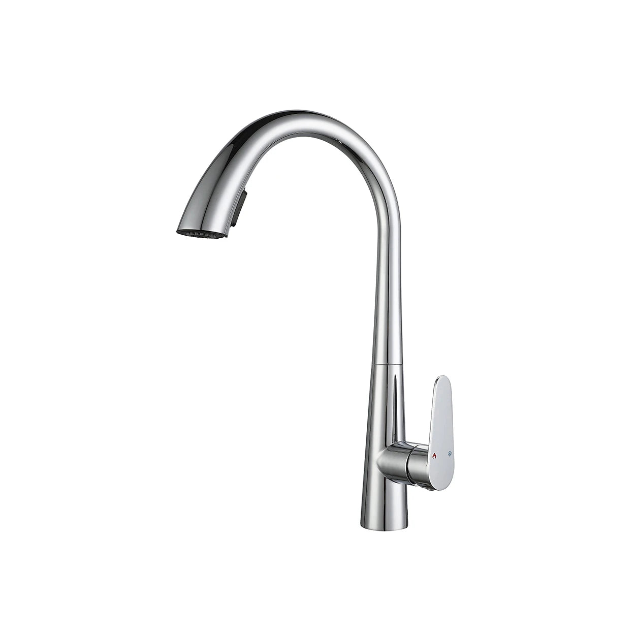 Chrome High-Arc Pull-Down Kitchen Faucet with Paddle Handle — TWG-KF-023