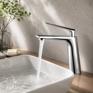 Chrome High-Arc Squared Single-Handle Bathroom Faucet — TWG-BF-014