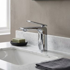Chrome Sculptural Single-Handle Vanity Faucet, Twisted Body — TWG-BF-011