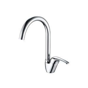 Chrome Single-Lever Gooseneck Kitchen Faucet, High-Arc — TWG-KF-022