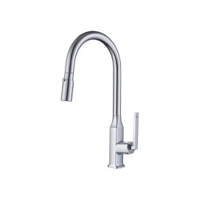Chrome Slim Pull-Down Kitchen Faucet with Squared Base — TWG-KF-026