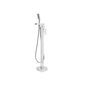 Chrome Square Freestanding Tub Filler with Handheld Shower — TWG-TF-064