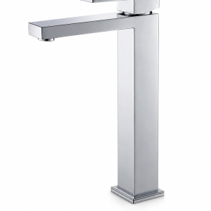Chrome Tall Vessel Single-Hole Bathroom Faucet, Square Body — TWG-BF-036