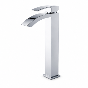 Chrome Waterfall Square Tall Vessel Bathroom Faucet — TWG-BF-038