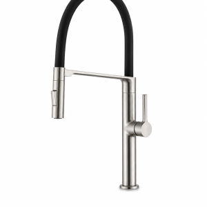 Commercial-Style Pull-Down Kitchen Faucet with Black Hose — TWG-KF-054