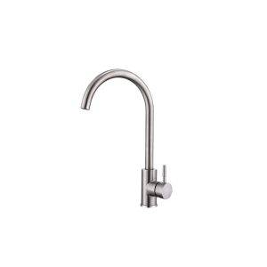 Compact Brushed Nickel Gooseneck Kitchen Faucet — TWG-KF-044