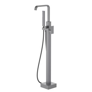 Cube Floor-Mounted Bathtub Faucet with High-Arc Square Spout — TWG-TF-031