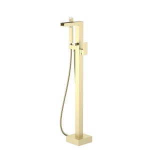 Cube Freestanding Tub Faucet with Casting Waterfall Spout and Pull-Out Diverter — TWG-TF-011