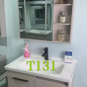 D37 Cream Gray Smart Semi-Enclosed Mirror bathroom vanity set — TWG-VN-043