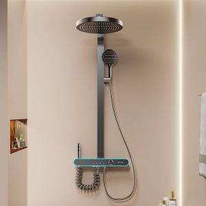 Digital LED Thermostatic Shower System with Integrated Shelf — TWG-SS-003