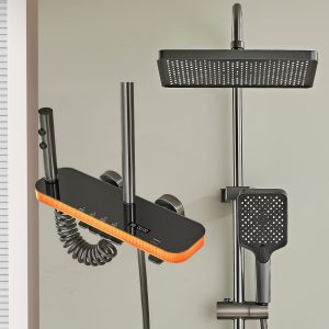 Gun Grey Smart LED Digital Shower System with Shelf — TWG-SS-005
