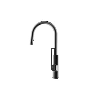 Gunmetal Grey Smart Pull-Down Kitchen Faucet with Temperature Display — TWG-KF-007