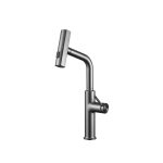 Gunmetal Grey Swivel Spout Kitchen Faucet with Pull-Out Dual-Spray Head — TWG-KF-001