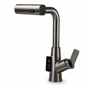 L-Shaped Digital Temperature Display Kitchen Faucet — TWG-KF-047