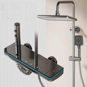Luxury Digital LED Thermostatic Shower System with Waterfall Spout & Multi-Function Spray — TWG-SS-025