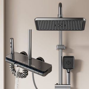 Luxury Digital Thermostatic Shower System – Gun Gray/Milky White Wholesale — TWG-SS-037