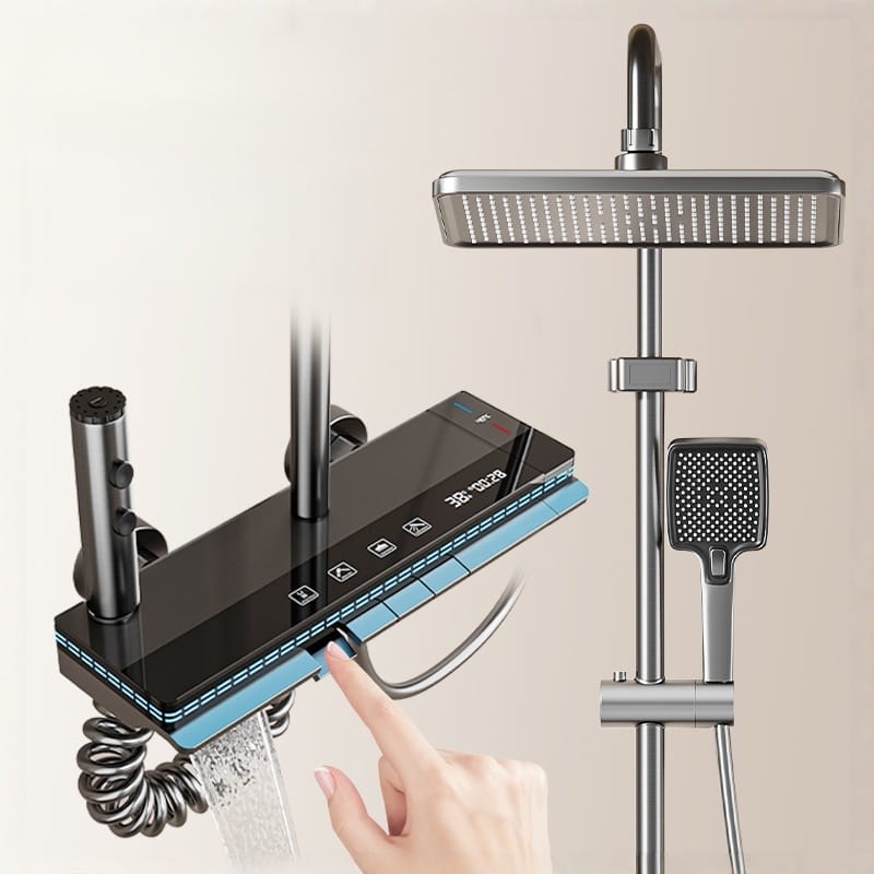 Luxury Digital Thermostatic Shower System with Shelf & LED – Wholesale — TWG-SS-048