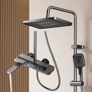 Luxury Gun Gray Digital Shower System – Rainfall & Handheld – Wholesale — TWG-SS-044