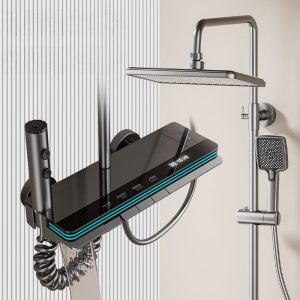Luxury Gun Grey Smart Digital Shower System with Thermostatic Mixer — TWG-SS-022