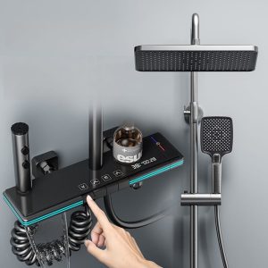Luxury Gun Grey Smart Thermostatic Shower System with LED Display — TWG-SS-016