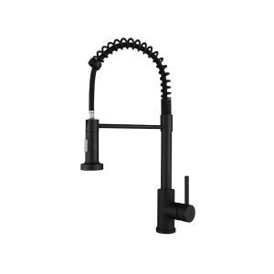 Matte Black Spring-Coil Pull-Down Kitchen Faucet — TWG-KF-034
