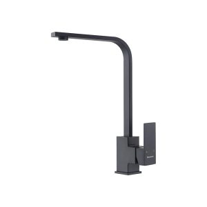 Matte Black Squared Gooseneck Kitchen Faucet With Single Lever Handle — TWG-KF-006