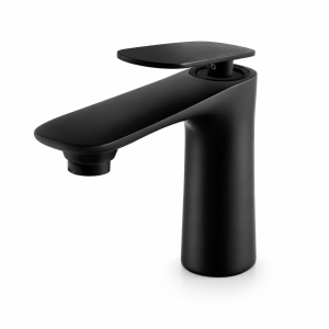 Matte Black Waterfall Bathroom Faucet, Single-Handle Open-Spout Brass Tap — TWG-BF-023