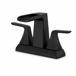 Matte Black Waterfall Centerset Bathroom Faucet - Open-Spout Two-Handle — TWG-BF-042