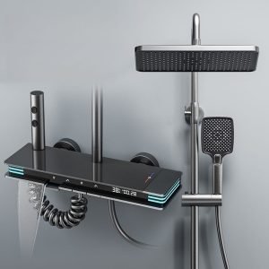 Modern Gun Grey Smart Thermostatic LED Shower System | Wholesale — TWG-SS-014
