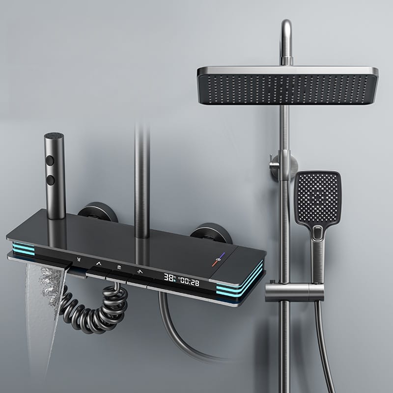 Modern Gun Grey Smart Thermostatic LED Shower System | Wholesale — TWG-SS-014
