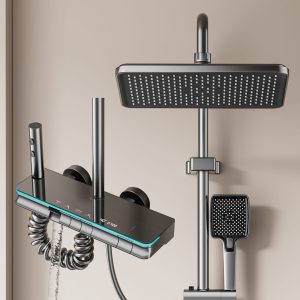 Premium Digital LED Rainfall & Handheld Shower System – Gun Gray Wholesale — TWG-SS-038