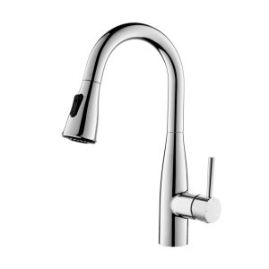 Sleek Brass Kitchen Faucet with 360° Swivel Spout and Dual-Function Spray — TWG-KF-066