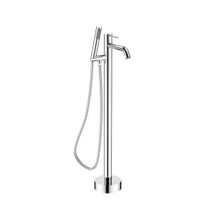 Slim Round Chrome Freestanding Tub Filler with Hand Shower — TWG-TF-065