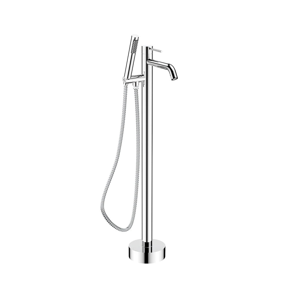 Slim Round Chrome Freestanding Tub Filler with Hand Shower — TWG-TF-065
