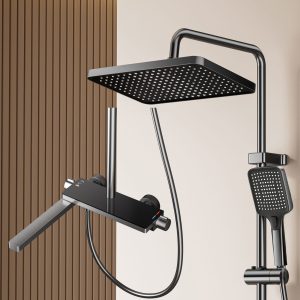 Wholesale Gun Grey Digital LED Thermostatic Shower with Tub Spout — TWG-SS-008