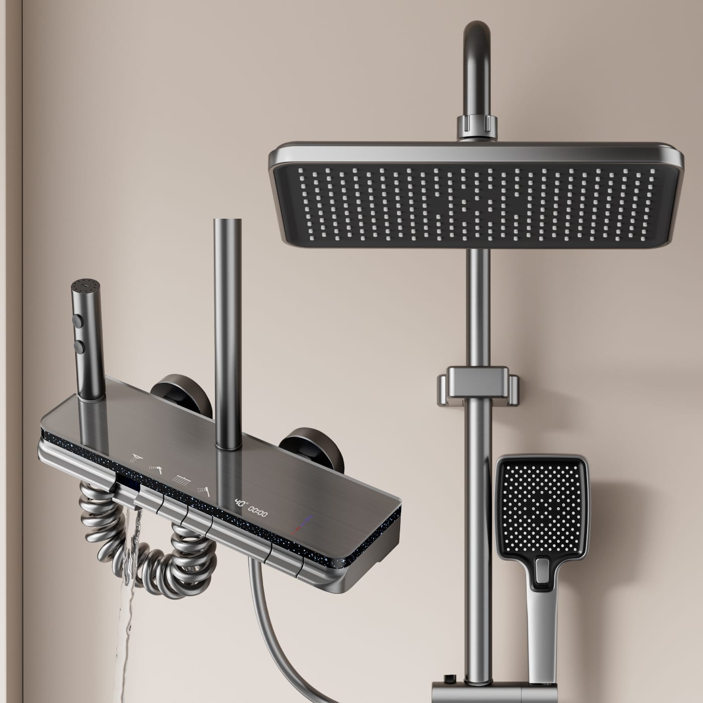 Wholesale LED Digital Thermostatic Shower System – Multi-Function Spray — TWG-SS-040